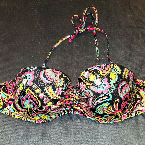 BRIGHT MULTICOLORED BIKINI TOP MEDIUM - Picture 1 of 6